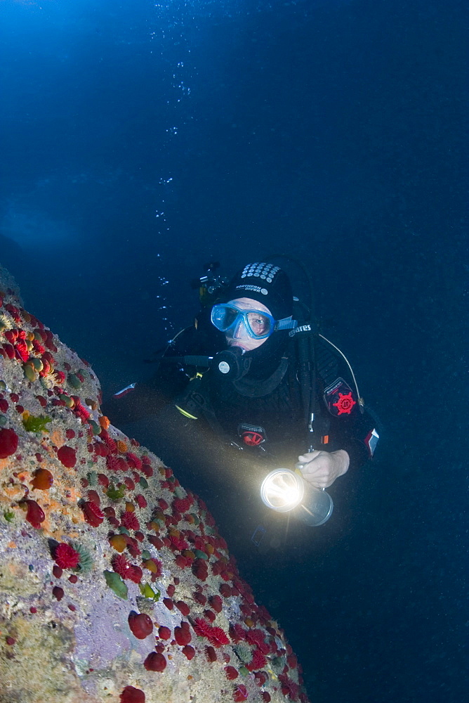 Diver exploring caves