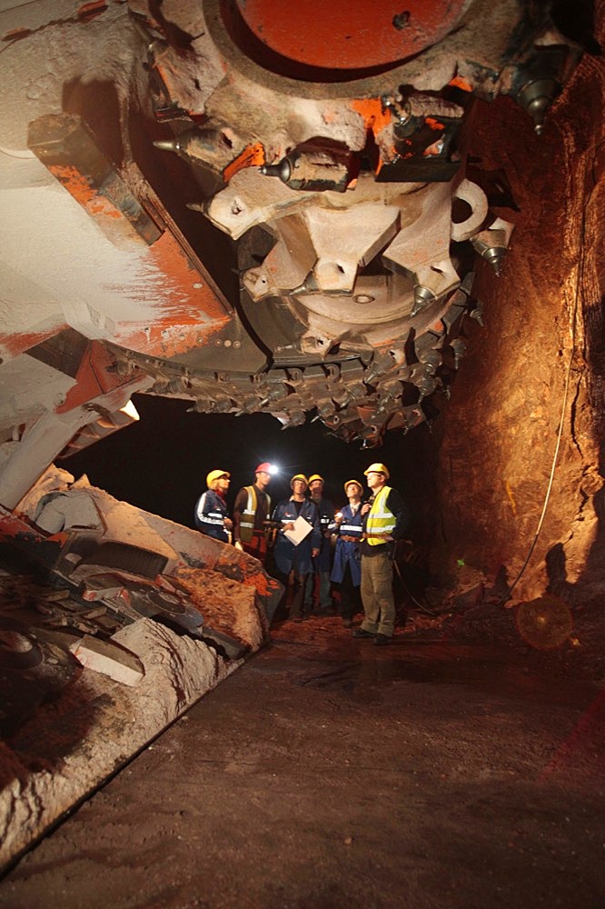 The mine uses the most sophisticated modern mining techniques to bring grit salt to the surface, including a laser guided JOY excavator and mechanical drills and lift.