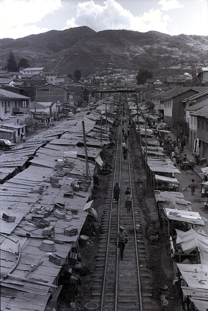 Another Side Of Cuzco, Railroad Tracks Through Cuzco, Cuzco, Andes, Peru, South America; 