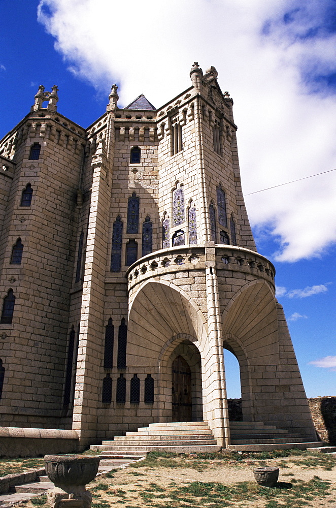 Entrance to Bishops Palace, by Gaudi, Astorga, Leon, Spain, Europe