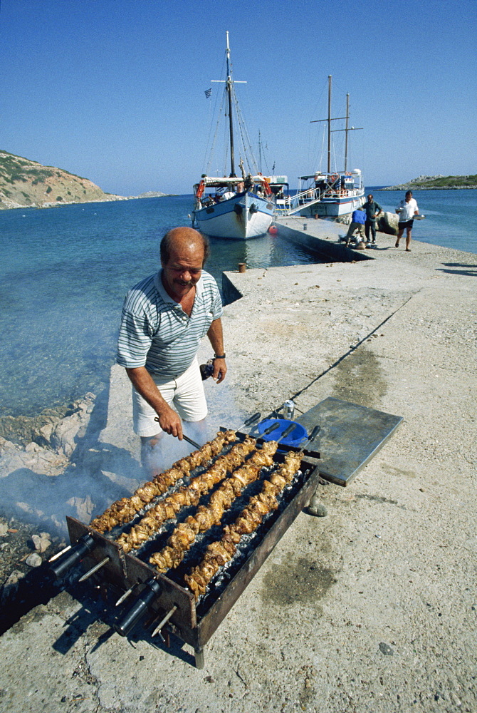 Barbecue, Seskli Island, Symi, Dodecanese, Greek Islands, Greece, Europe