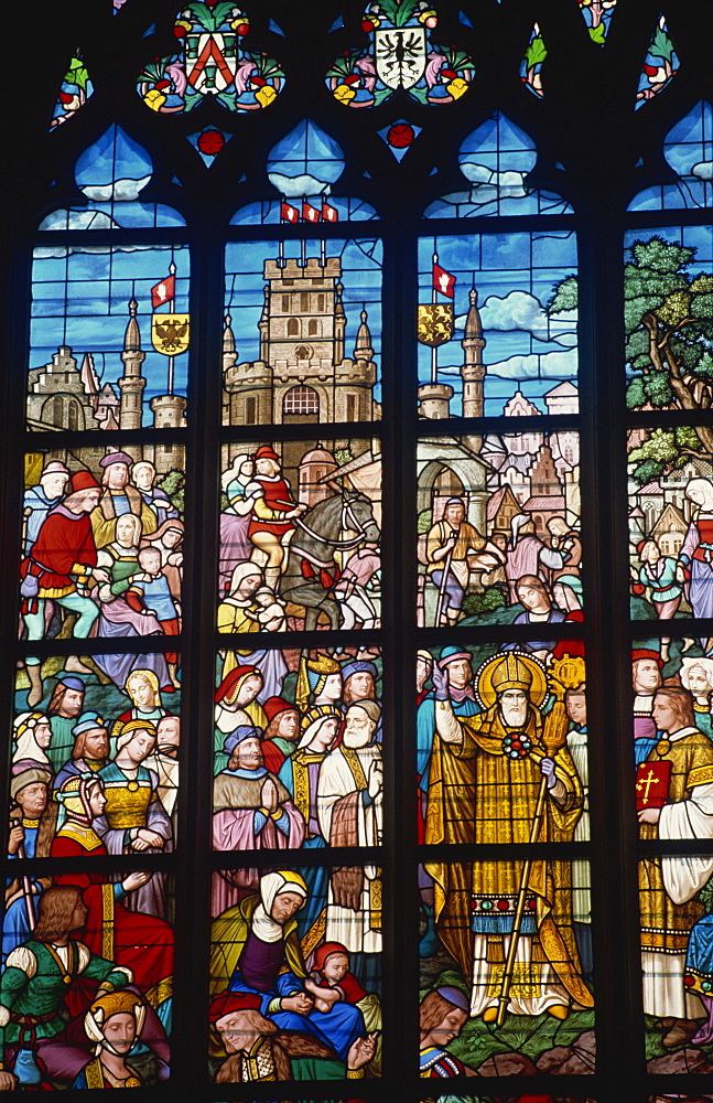 Stained glass, cathedral, Antwerp, Belgium, Europe