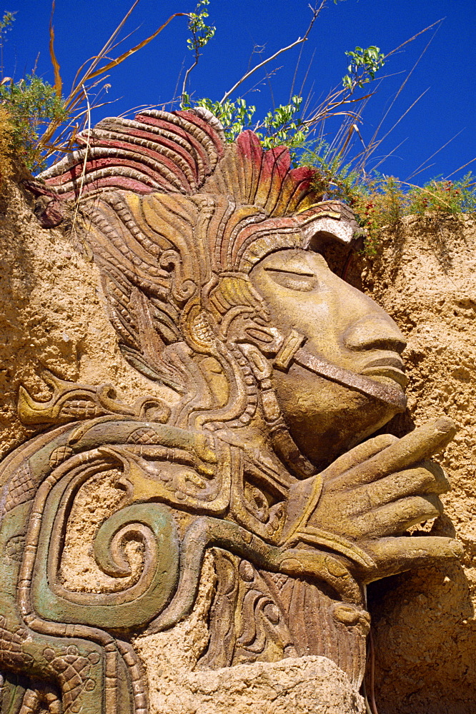 Sculpted Aztec motif, Mazatlan, Mexico, North America