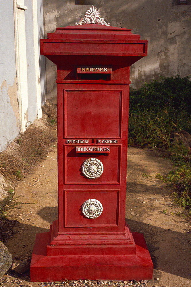 Old post box in museum, Aruba, Dutch Antilles, West Indies, Central America