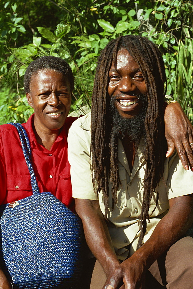 Rastafarian and friend, Charlotte Amalie, St. Thomas, U.S. Virgin Islands, West Indies, Caribbean, Central America