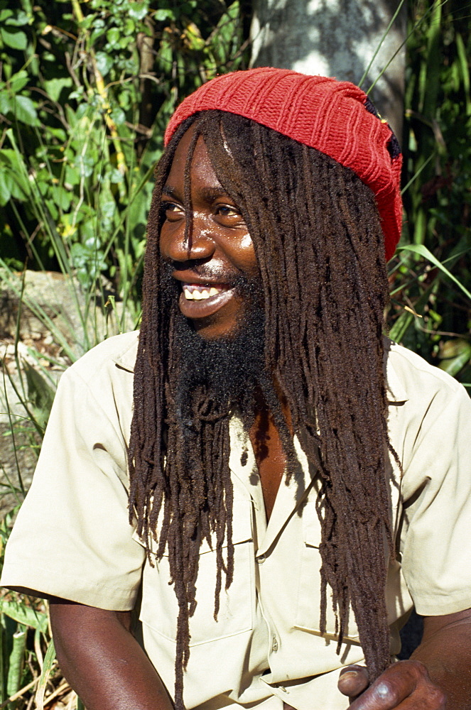 Portrait of a Rastafarian, Charlotte Amalie, St. Thomas, Virgin Islands, West Indies, Caribbean, Central America