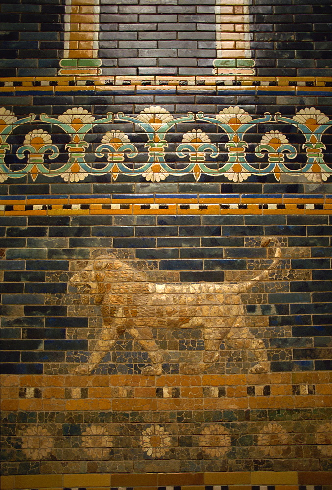 Glazed tiles of Nebuchadnezzar's Babylon, Pergamon Museum, Berlin, Germany, Europe