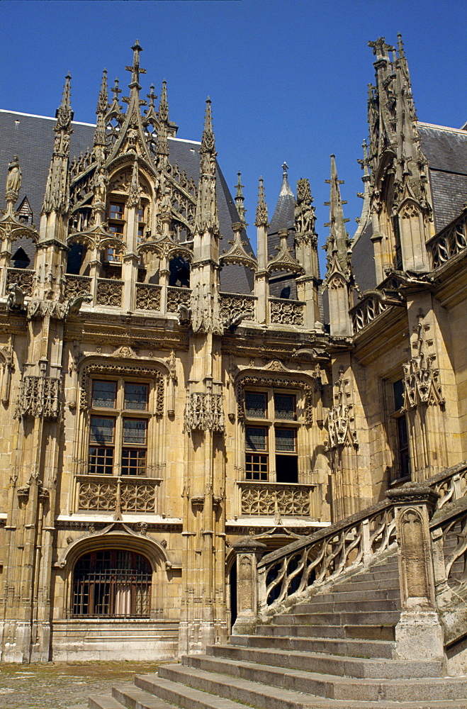 Flamboyant gothic architecture of the 14th century, Palais de Justice in the city of Rouen, Haute Normandie, France