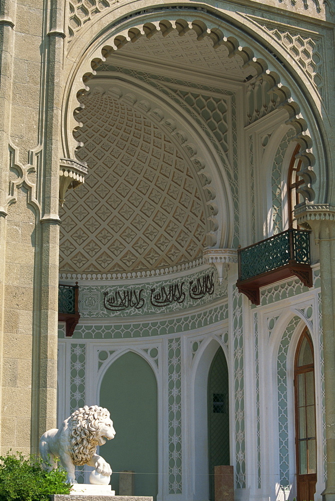 Moorish fantasy decorations in the Alupka Palace in Yalta, Ukraine, Europe