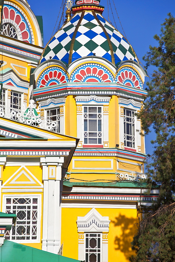 Zenkov Cathedral, built entirely of wood, Panfilov Park, Almaty, Kazakhstan, Central Asia, Asia