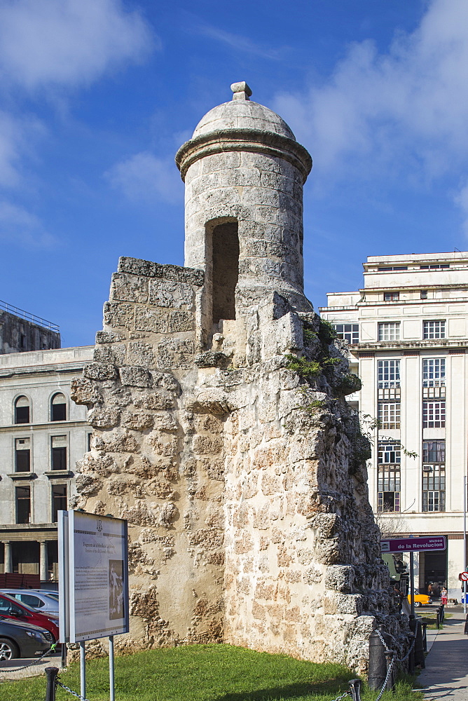 Remains of the old city walls outside the  Museum of the Revolution, Havana, Cuba, West Indies, Central America