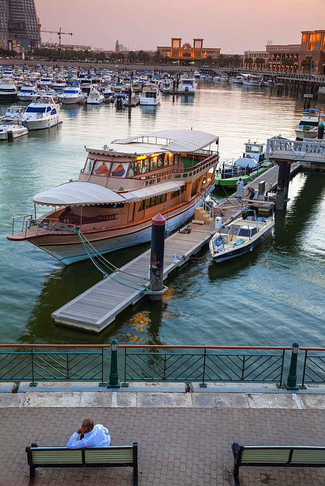 Souk Shark Shopping Center and Marina at twilight, Kuwait City, Kuwait, Middle East