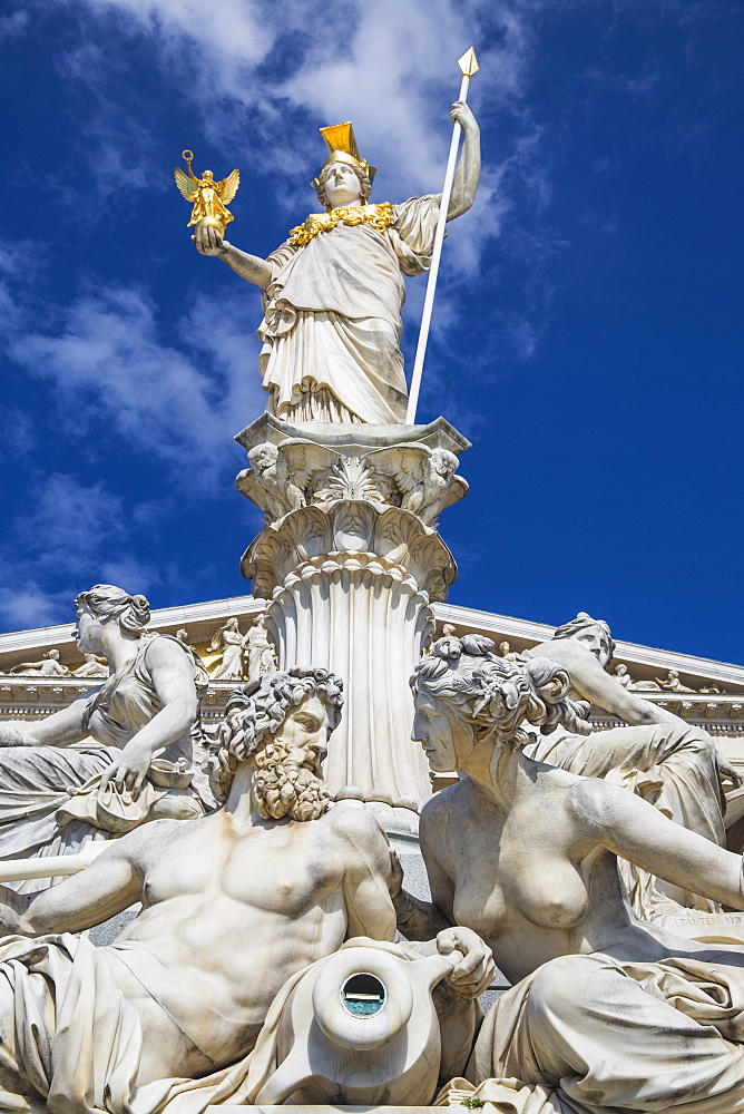 Pallas Athene statue in front of The Austrian Parliament building, Vienna, Austria, Europe