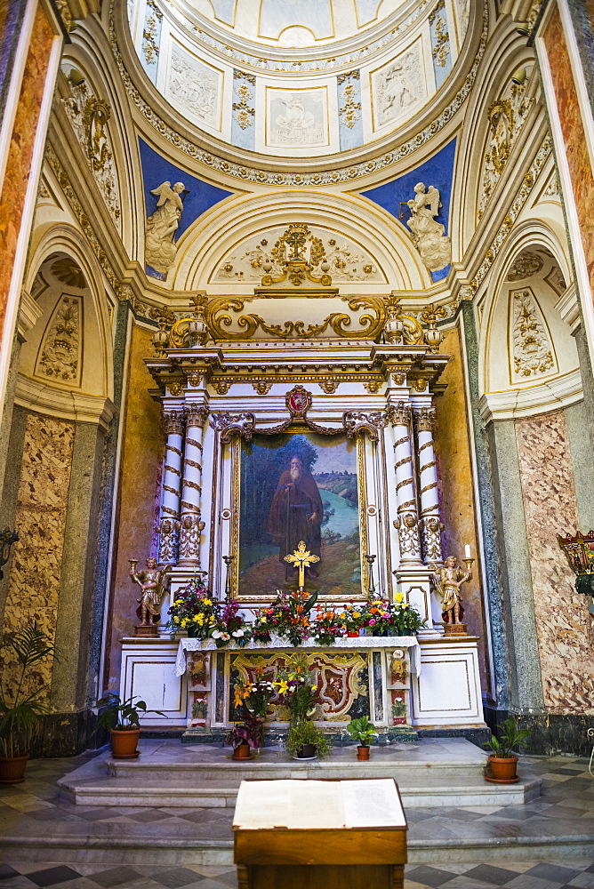 Decoration in the interior of Duomo (Noto Cathedral) (Cattedrale di Noto), Noto, Val di Noto, UNESCO World Heritage Site, Sicily, Italy, Europe 