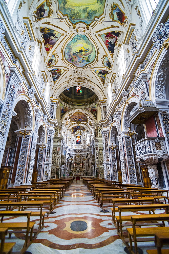 Interior of The Church of Saint Mary of Gesu (Chiesa del Gesu) (Casa Professa), Palermo, Sicily, Italy, Europe 