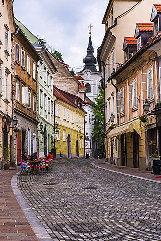 Cobbled street, Ljubljana, Slovenia, Europe