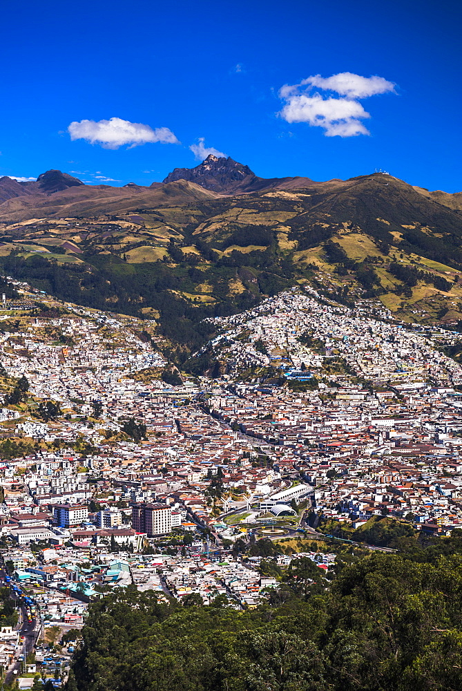 Quito, with Pichincha Volcano in the background, Ecuador, South America