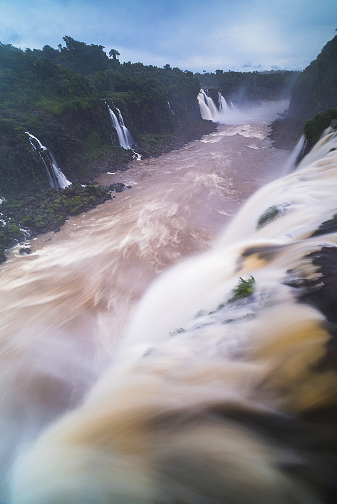 Iguazu Falls (Iguacu Falls) (Cataratas del Iguazu), UNESCO World Heritage Site, seen from the Brazilian side, border of Brazil Argentina and Paraguay, South America