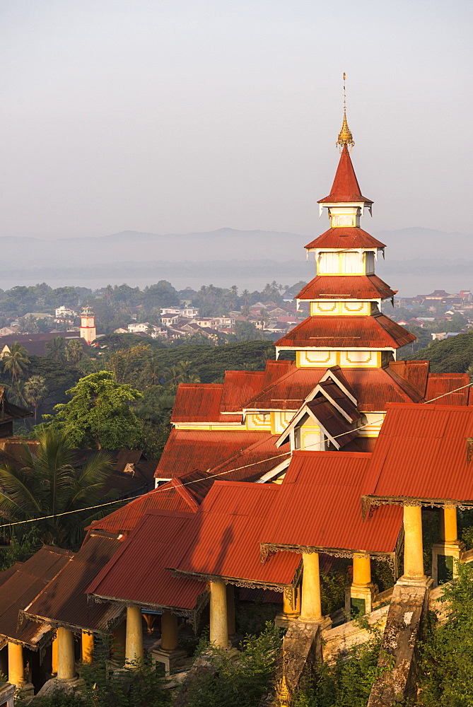 Kyaik Tan Lan Pagoda, the hill top temple in Mawlamyine, Mon State, Myanmar (Burma), Asia