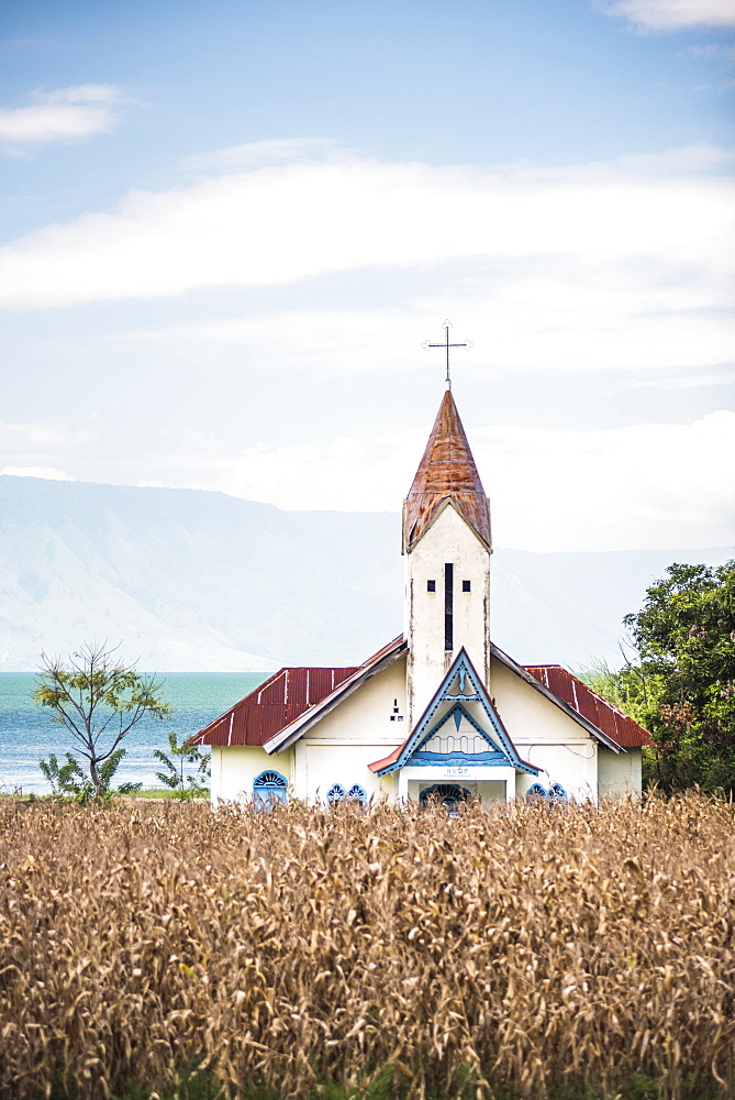 Church at Lake Toba (Danau Toba), North Sumatra, Indonesia, Southeast Asia, Asia