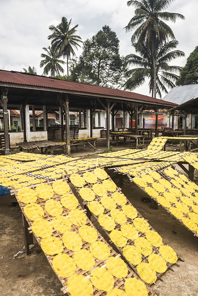 Krupuk (Kroepoek) drying in the sun, Bukittinggi, West Sumatra, Indonesia, Southeast Asia, Asia