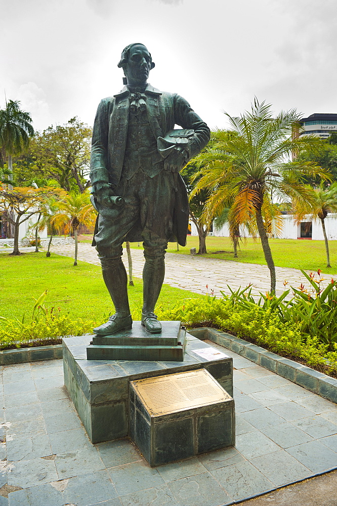 Captain Francis Light statue at Fort Cornwallis in Georgetown, Penang, Malaysia, Southeast Asia, Asia