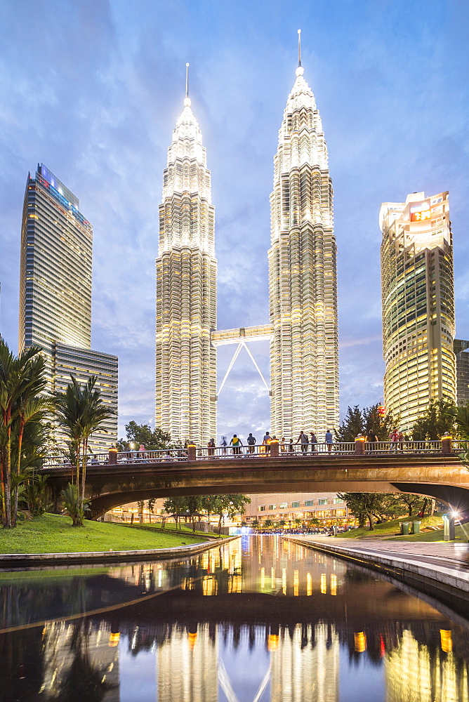 Petronas Twin Towers at night, Kuala Lumpur, Malaysia, Southeast Asia, Asia