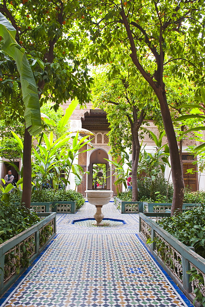 El Bahia Palace courtyard, Marrakech, Morocco, North Africa, Africa 