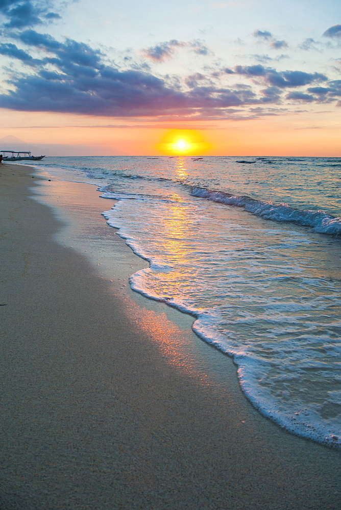 Sunset on the tropical island of Gili Trawangan, Gili Islands, Indonesia, Southeast Asia, Asia