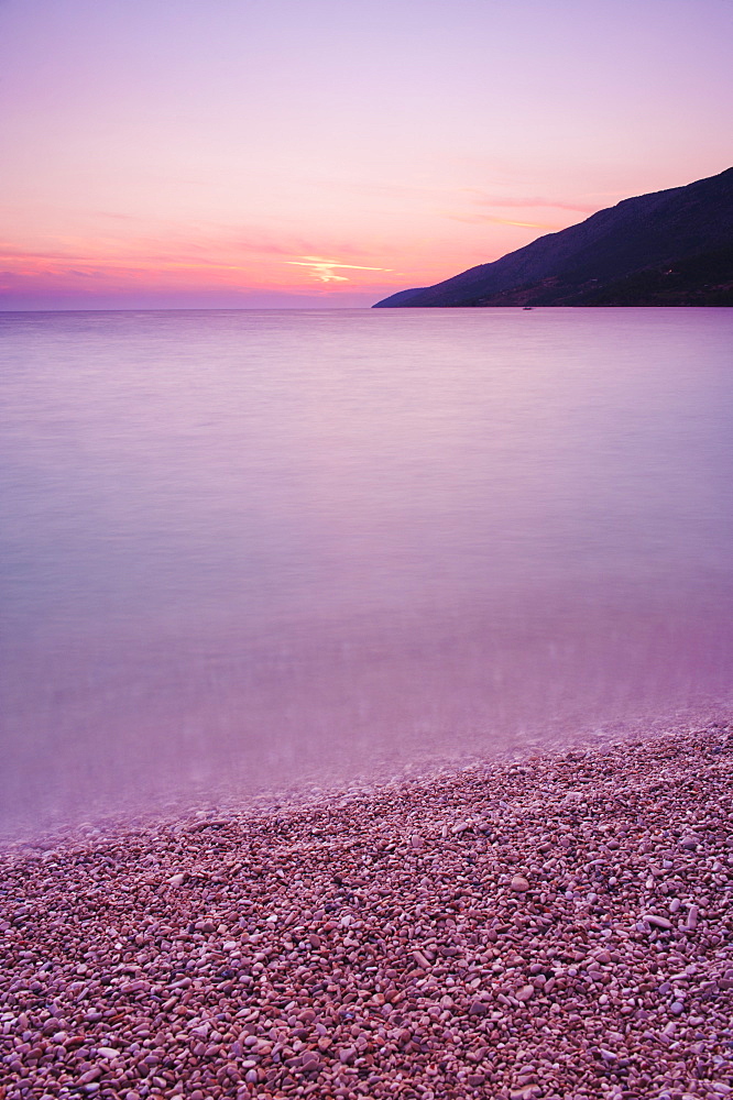 Adriatic Sea at Zlatni Rat Beach at sunset, Bol, Brac Island, Dalmatian Coast, Croatia, Europe 