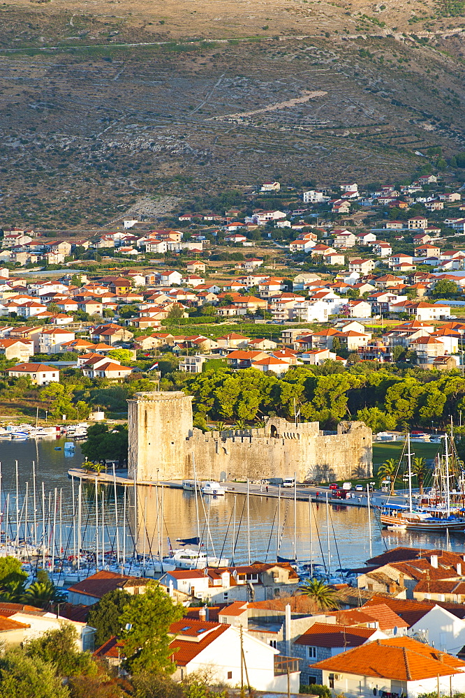 Kamerlengo Fortress (Gradina Kamerlengo) at sunrise, Trogir, UNESCO World Heritage Site, Dalmatian Coast, Adriatic, Croatia, Europe 