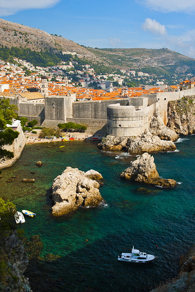 Dubrovnik Old Town and the City Walls, UNESCO World Heritage Site, from Fort Lovrijenac, Dubrovnik, Dalmatian Coast, Croatia, Europe 