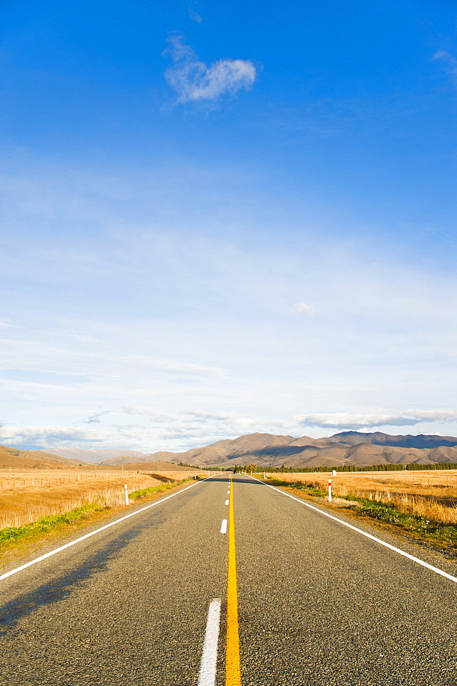 Long straight road in Otago, South Island, New Zealand, Pacific 