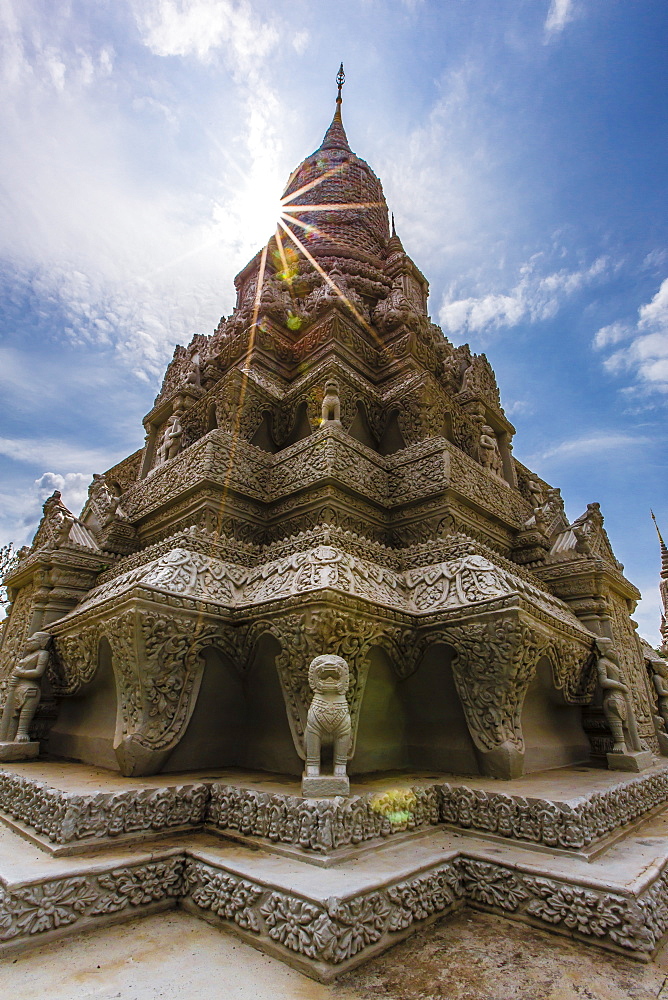 Stupa in front of the Silver Pagoda in the Royal Palace, in the capital city of Phnom Penh, Cambodia, Indochina, Southeast Asia, Asia 