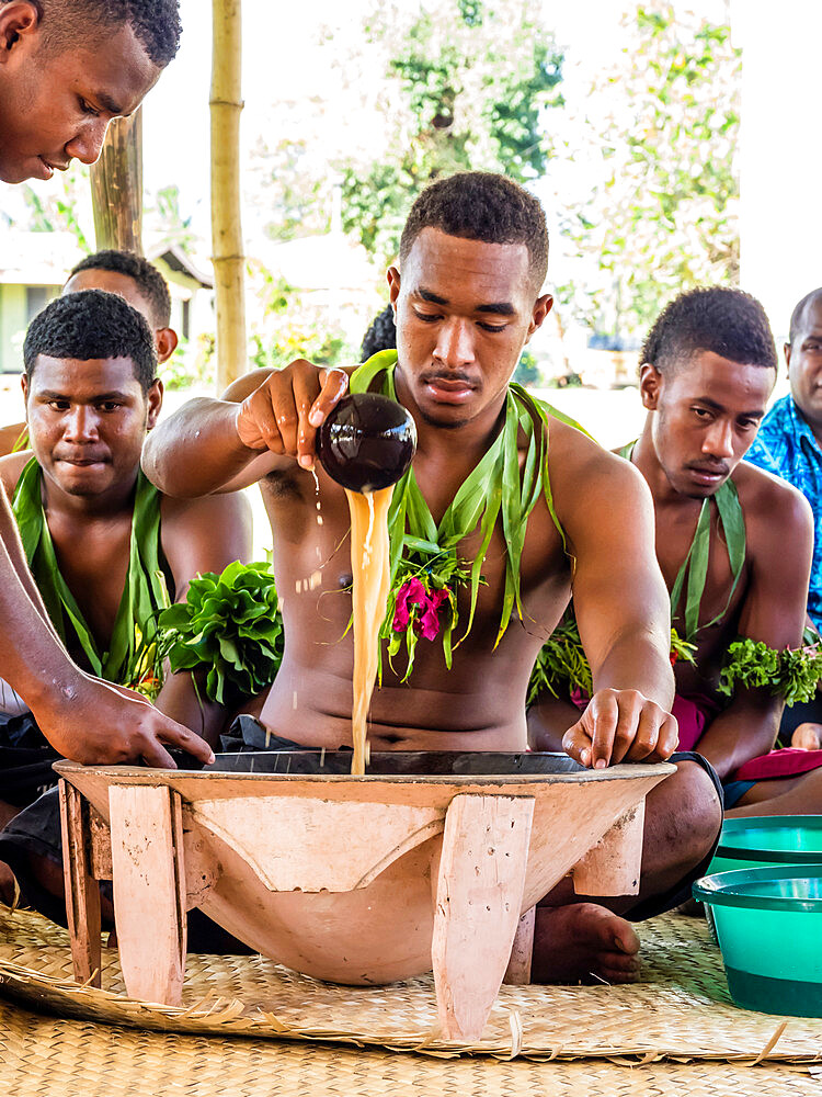 A kava ceremony from the people of Sabeto Village, Viti Levu, Republic of Fiji, South Pacific Islands, Pacific