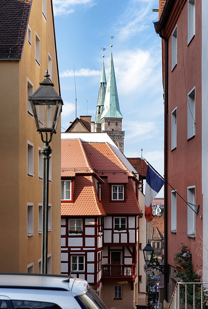 Old town with St. Sebaldus church, Nuremberg, Middle Franconia, Bavaria, Germany