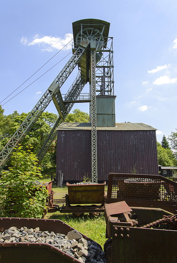 Ottiliaeschacht, pit head tower, Clausthal-Zellerfeld, Harz, Lower-Saxony, Germany, Europe