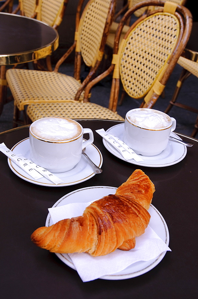 Coffee and croissant at Place Colette, Paris, France, Europe