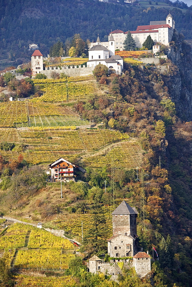 Branzoll castle and Saeben Abbey, Klausen, Trentino-Alto Adige/Südtirol, Italy