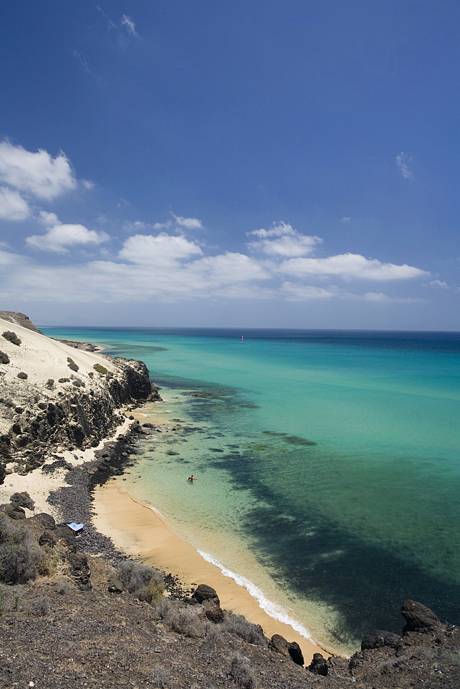 View at coast area and beach in the sunlight, Jandia peninsula, Fuerteventura, Canary Islands, Spain, Europe