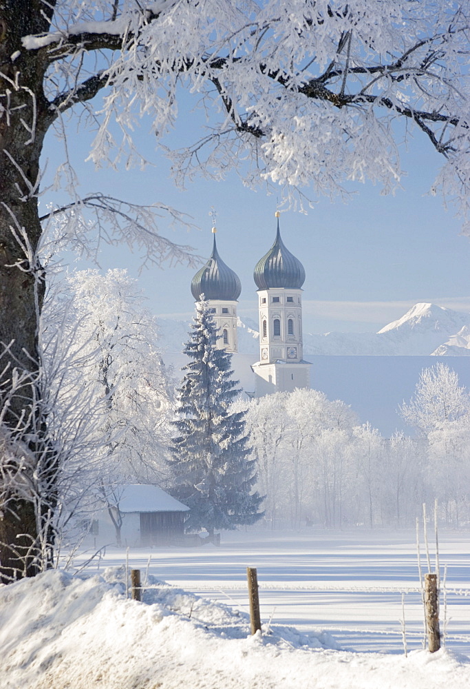 Benediktbeuren Abbey in winter, Upper Bavaria, Germany