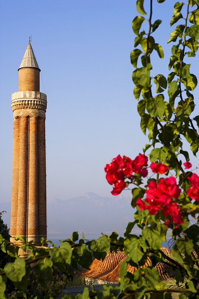 Yivli minaret at the Old Town in the sunlight, Antalya, Turkey, Europe