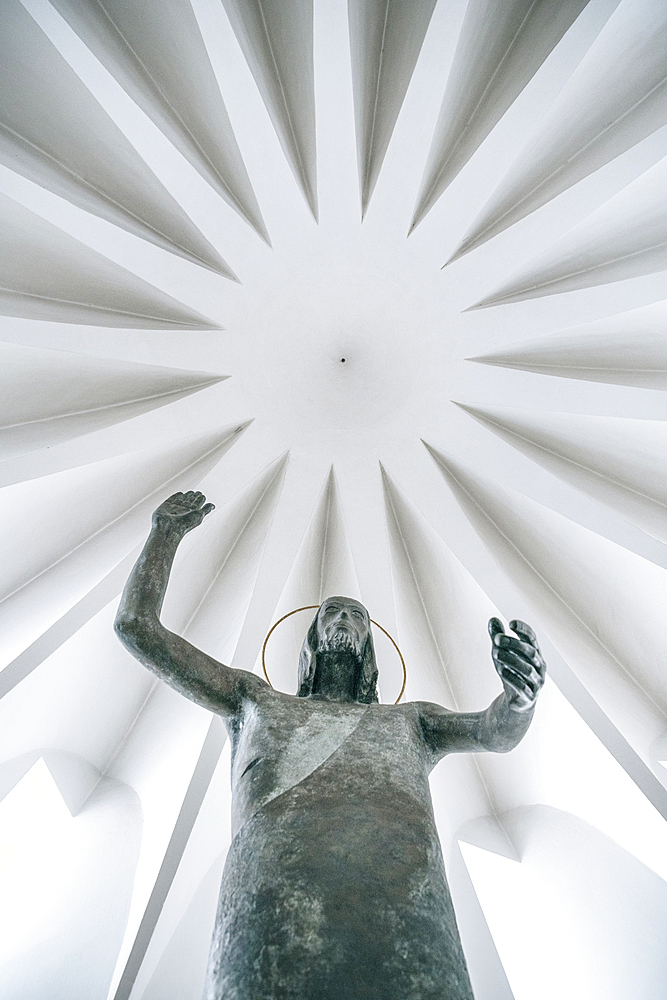 Sculpture inside the expressionist garrison church of St Johann Baptist, Neu-Ulm, Bavaria, Germany