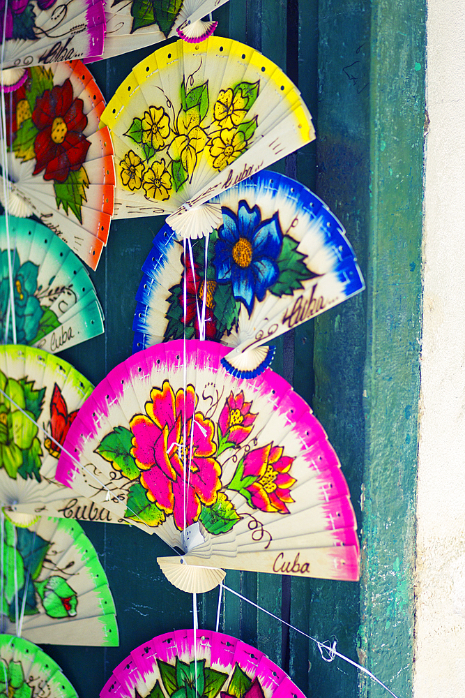 Detail of colourful fans in Havana, Cuba