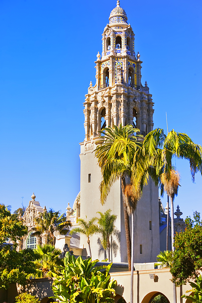 St Francis bell tower, Museum of Man, Balboa Park, San Diego, California, USA