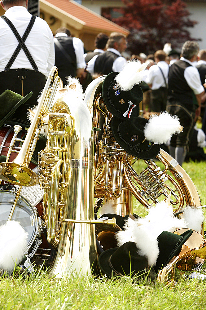 Bavarian brass music and Brautum Mustikfest, Siegsdorf, Chiemgau, Bavaria, Germany