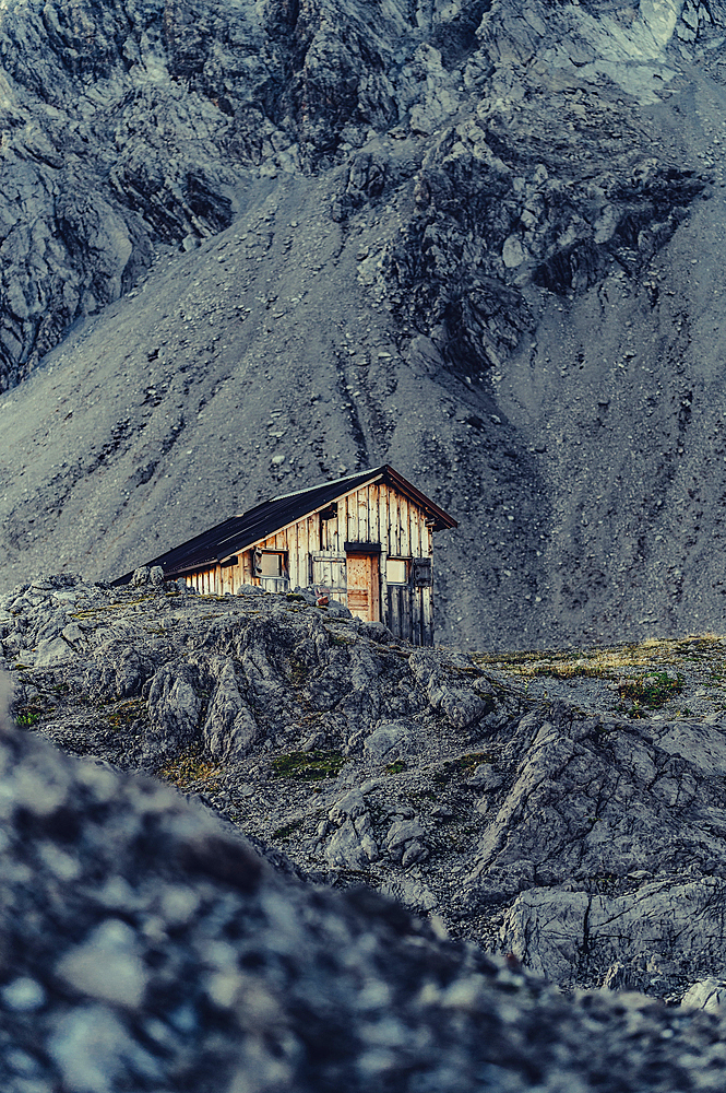 Winter storage on a mountain near Lünersee, Vorarlberg, Austria, Europe