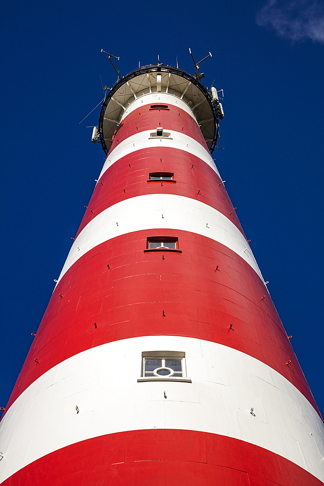 View up to the lighthouse of Ameland, near Hollum, Ameland, West Frisian Islands, Friesland, Netherlands, Europe