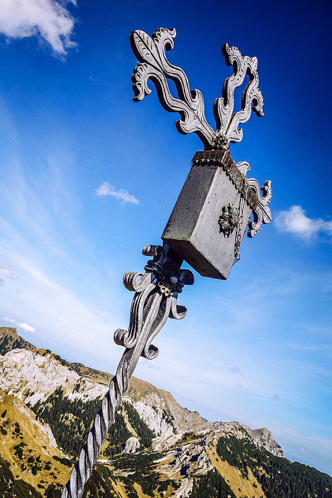 The Ammergau Alps - the summit cross of the Weitalpspitz