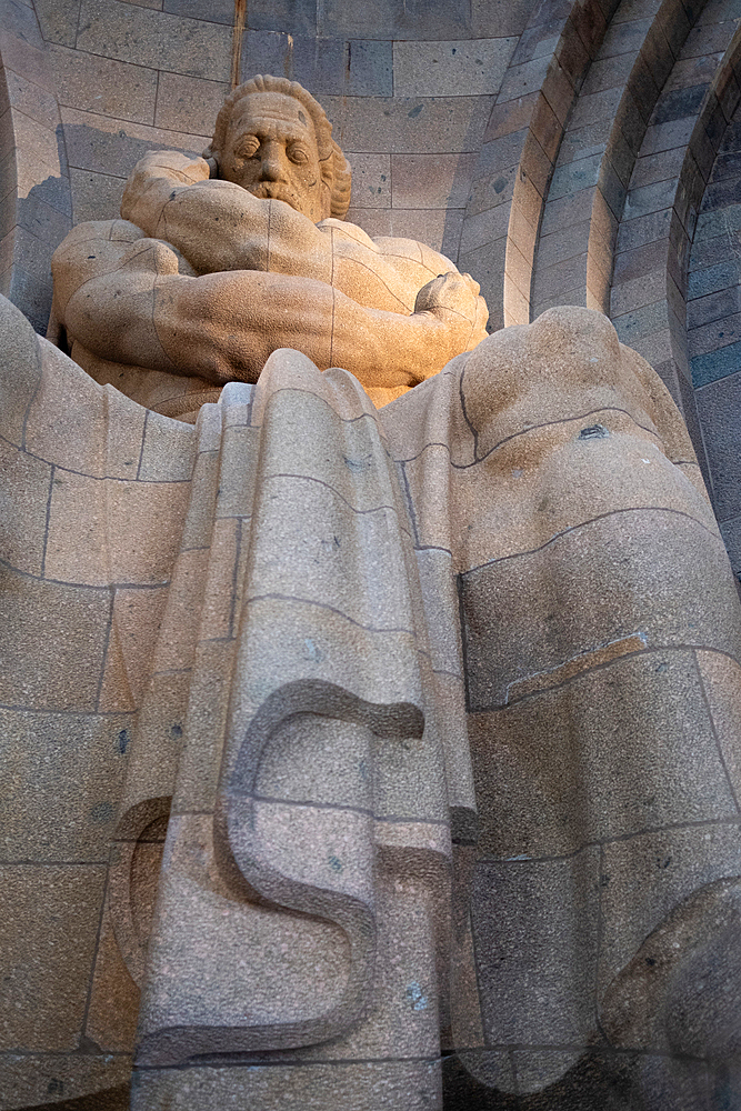 View of the virtuous figure of bravery in the Hall of Fame, Monument to the Battle of the Nations, Leipzig, Saxony, Germany, Europe